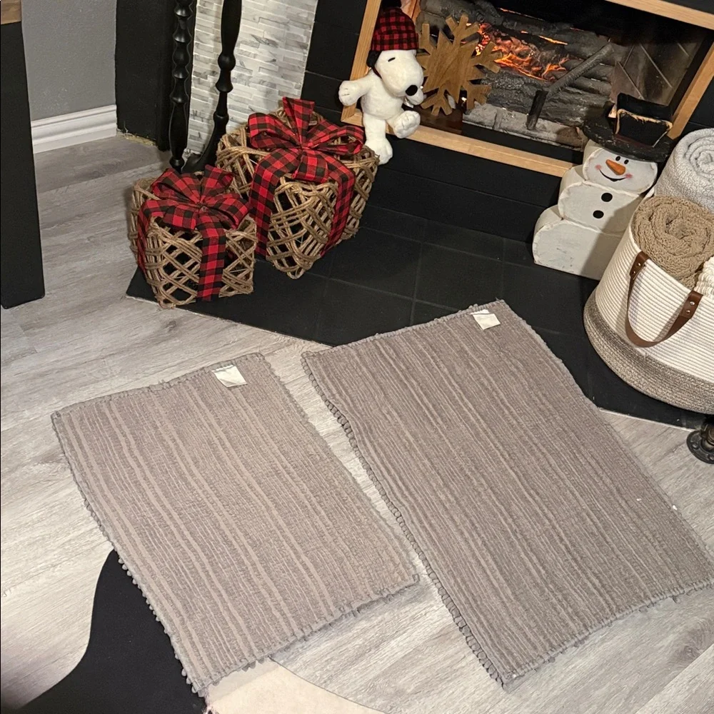 🩶Gray Bathroom Microfiber Rugs(Set:2)Super Soft🩶